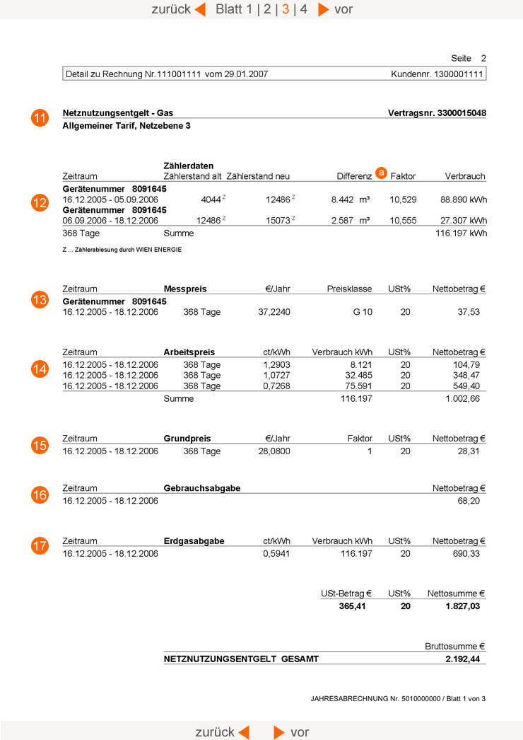 Gasrechnung